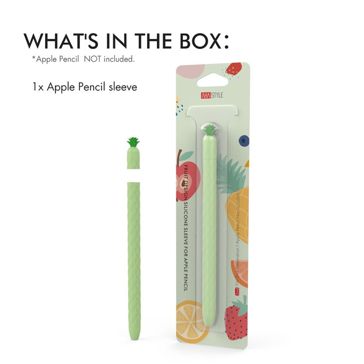 AHASTYLE PT106-2 for Apple Pencil Pro / Pencil (2nd Generation) Stylus Pen Silicone Skin Case Pineapple Style Protective Cover - Green