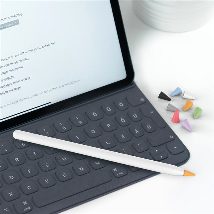 AHASTYLE PT107 8Pcs for Apple Pencil (2nd Generation) / (1st Generation) Pen Tip Cover Stylus Pen Nib Silicone Sleeve - 8 Color Mix