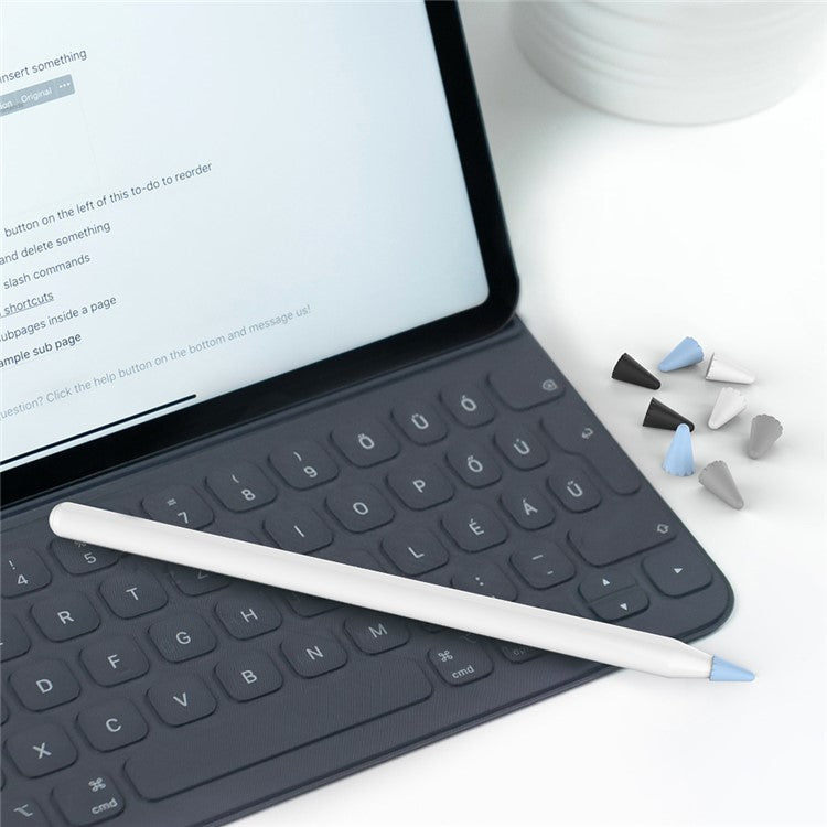 AHASTYLE PT107 8Pcs for Apple Pencil (2nd Generation) / (1st Generation) Pen Tip Cover Stylus Pen Nib Silicone Sleeve - White / Black / Grey / Blue Mix