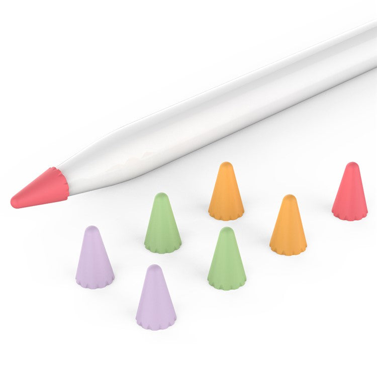 AHASTYLE PT107 8Pcs for Apple Pencil (2nd Generation) / (1st Generation) Pen Tip Cover Stylus Pen Nib Silicone Sleeve - Purple / Red / Green / Orange Mix