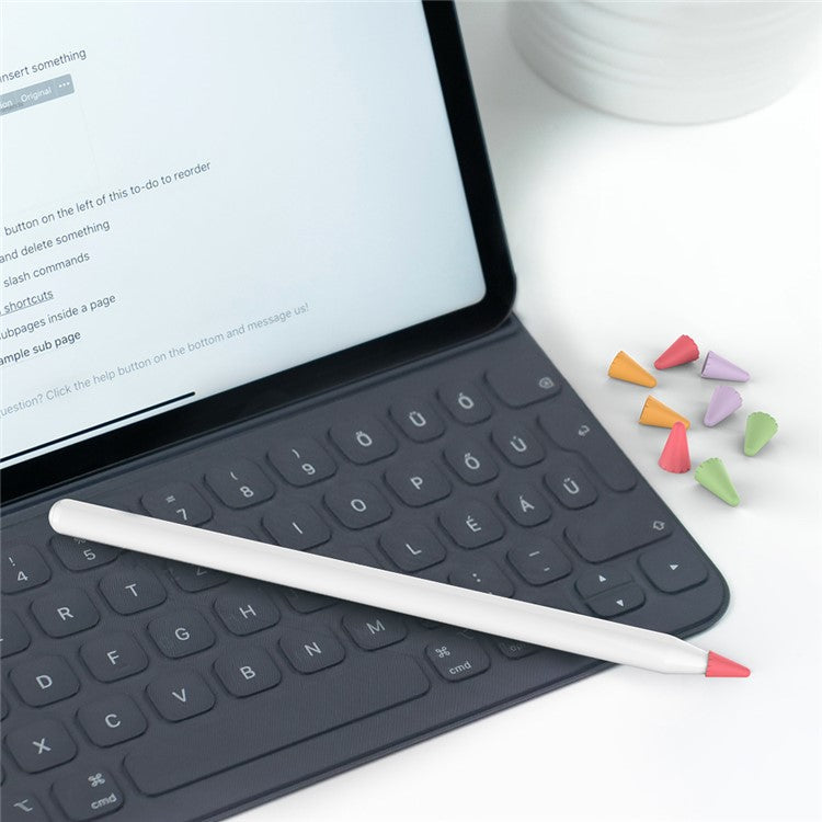 AHASTYLE PT107 8Pcs for Apple Pencil (2nd Generation) / (1st Generation) Pen Tip Cover Stylus Pen Nib Silicone Sleeve - Purple / Red / Green / Orange Mix