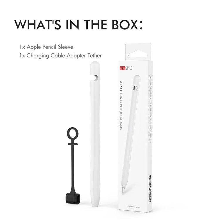 AHASTYLE PT93 Silicone Case for Apple Pencil (1st Generation), Stylus Pen Sleeve Skin-touch Capacitive Pen Cover - White