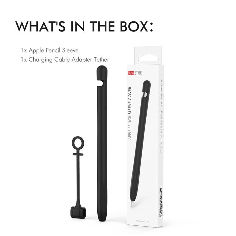 AHASTYLE PT93 Silicone Case for Apple Pencil (1st Generation), Stylus Pen Sleeve Skin-touch Capacitive Pen Cover - Black