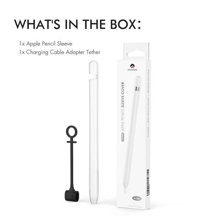 AHASTYLE PT93 Silicone Case for Apple Pencil (1st Generation), Stylus Pen Sleeve Skin-touch Capacitive Pen Cover - Transparent