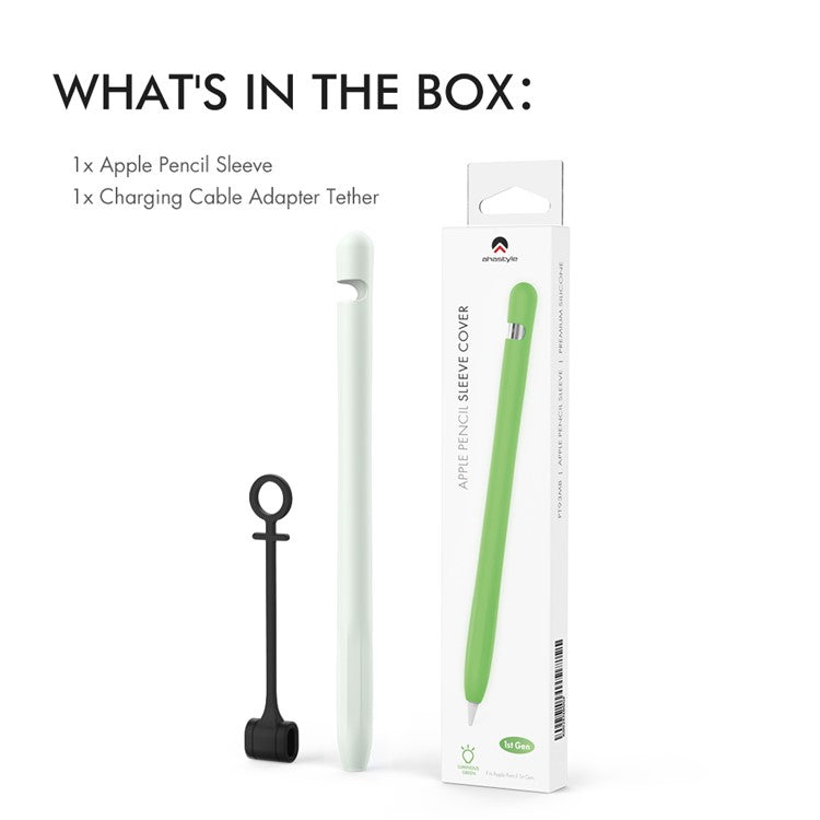AHASTYLE PT93 Silicone Case for Apple Pencil (1st Generation), Stylus Pen Sleeve Skin-touch Capacitive Pen Cover - Luminous Green