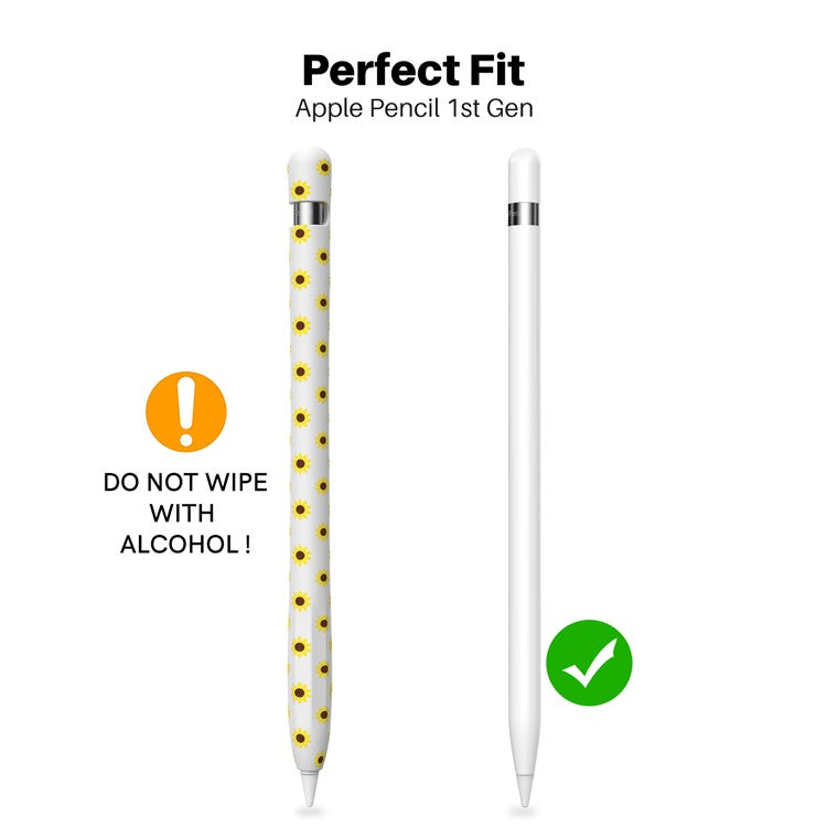 AHASTYLE PT93SF Protective Sleeve for Apple Pencil (1st Generation), Skin-touch Sunflower Pattern Silicone Case Cover - White