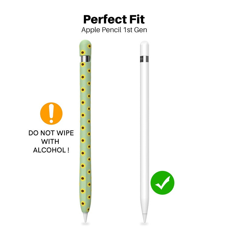 AHASTYLE PT93SF Protective Sleeve for Apple Pencil (1st Generation), Skin-touch Sunflower Pattern Silicone Case Cover - Green
