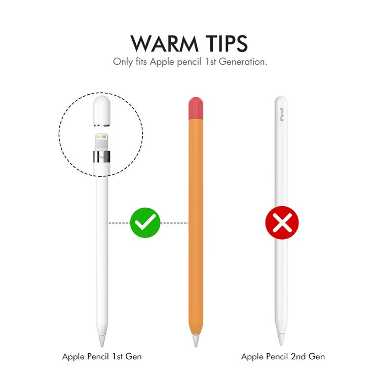AHASTYLE PT94 Silicone Case for Apple Pencil (1st Generation), Stylus Pen Sleeve Contrast Color Protective Cover - Orange / Red
