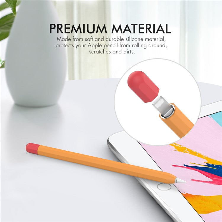 AHASTYLE PT94 Silicone Case for Apple Pencil (1st Generation), Stylus Pen Sleeve Contrast Color Protective Cover - Orange / Red