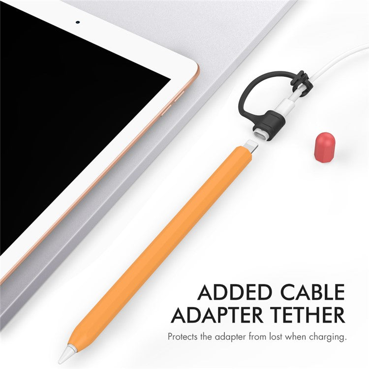 AHASTYLE PT94 Silicone Case for Apple Pencil (1st Generation), Stylus Pen Sleeve Contrast Color Protective Cover - Orange / Red