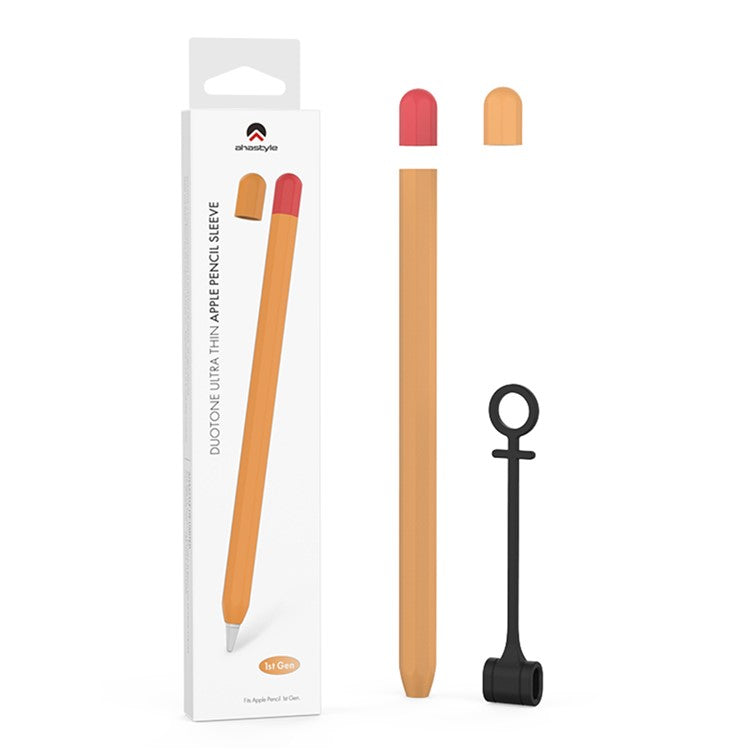 AHASTYLE PT94 Silicone Case for Apple Pencil (1st Generation), Stylus Pen Sleeve Contrast Color Protective Cover - Orange / Red