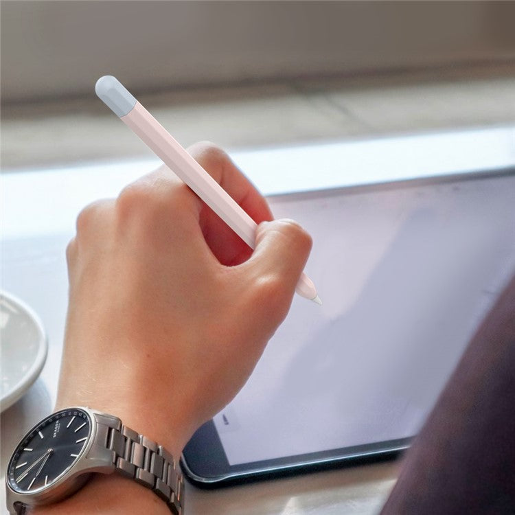 AHASTYLE PT94 Silicone Case for Apple Pencil (1st Generation), Stylus Pen Sleeve Contrast Color Protective Cover - Pink / Baby Blue