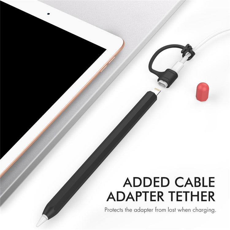 AHASTYLE PT94 Silicone Case for Apple Pencil (1st Generation), Stylus Pen Sleeve Contrast Color Protective Cover - Black / Red