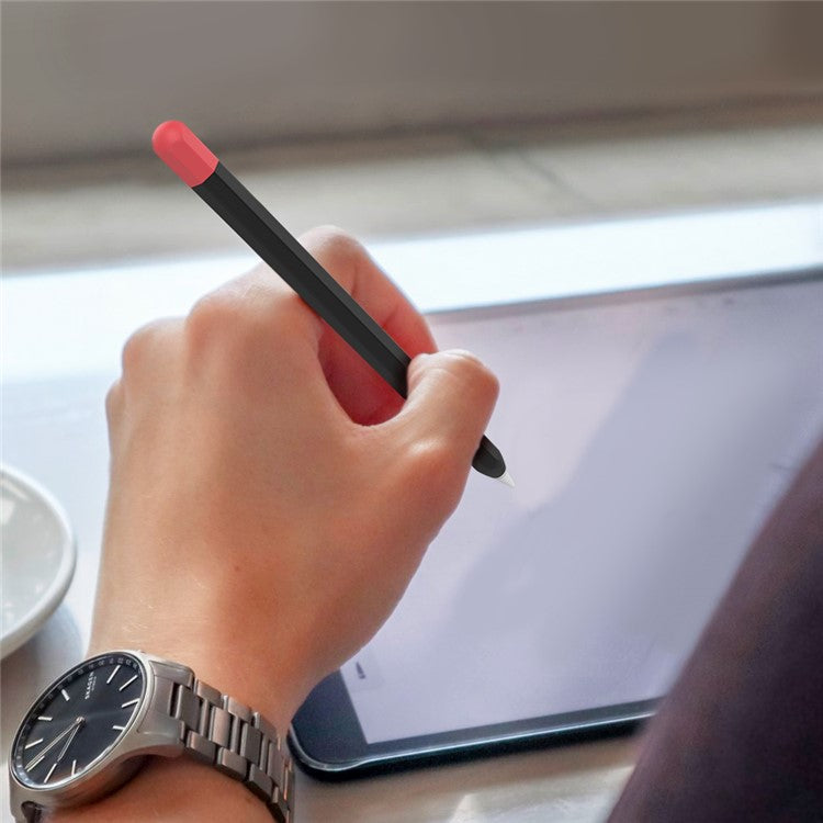 AHASTYLE PT94 Silicone Case for Apple Pencil (1st Generation), Stylus Pen Sleeve Contrast Color Protective Cover - Black / Red