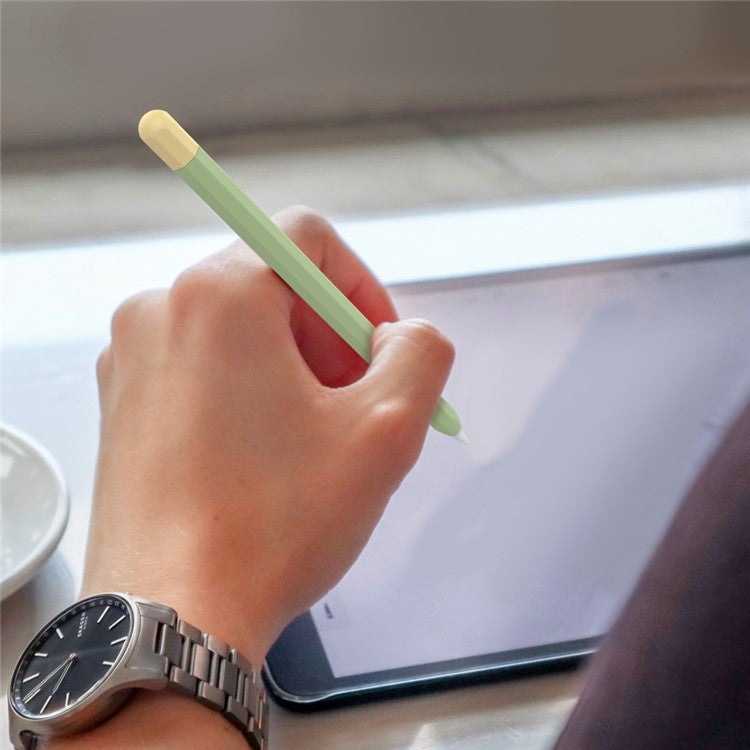 AHASTYLE PT94 Silicone Case for Apple Pencil (1st Generation), Stylus Pen Sleeve Contrast Color Protective Cover - Avocado Green / Yellow