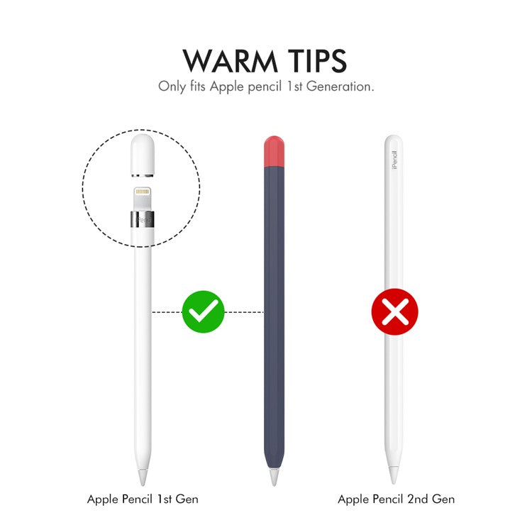 AHASTYLE PT94 Silicone Case for Apple Pencil (1st Generation), Stylus Pen Sleeve Contrast Color Protective Cover - Midnight Blue / Red
