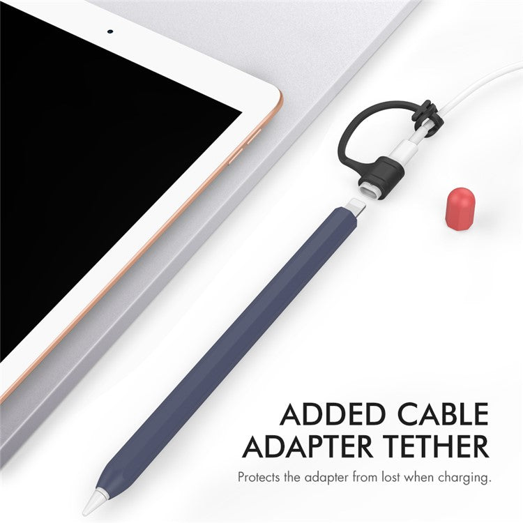 AHASTYLE PT94 Silicone Case for Apple Pencil (1st Generation), Stylus Pen Sleeve Contrast Color Protective Cover - Midnight Blue / Red