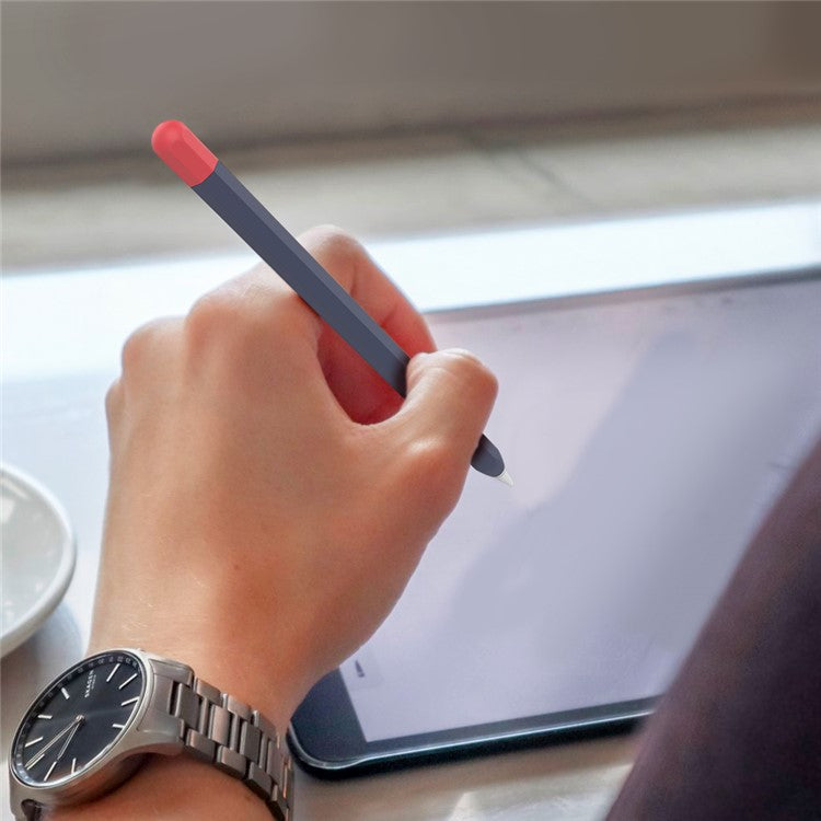 AHASTYLE PT94 Silicone Case for Apple Pencil (1st Generation), Stylus Pen Sleeve Contrast Color Protective Cover - Midnight Blue / Red