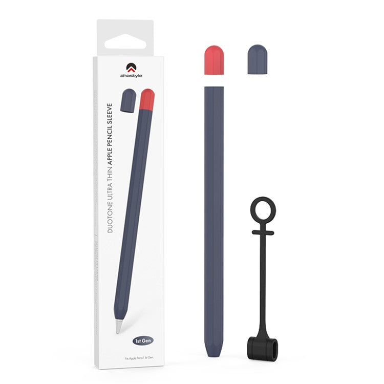 AHASTYLE PT94 Silicone Case for Apple Pencil (1st Generation), Stylus Pen Sleeve Contrast Color Protective Cover - Midnight Blue / Red