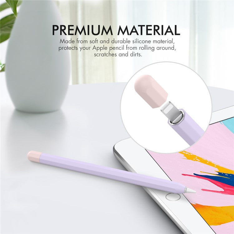 AHASTYLE PT94 Silicone Case for Apple Pencil (1st Generation), Stylus Pen Sleeve Contrast Color Protective Cover - Purple / Pink