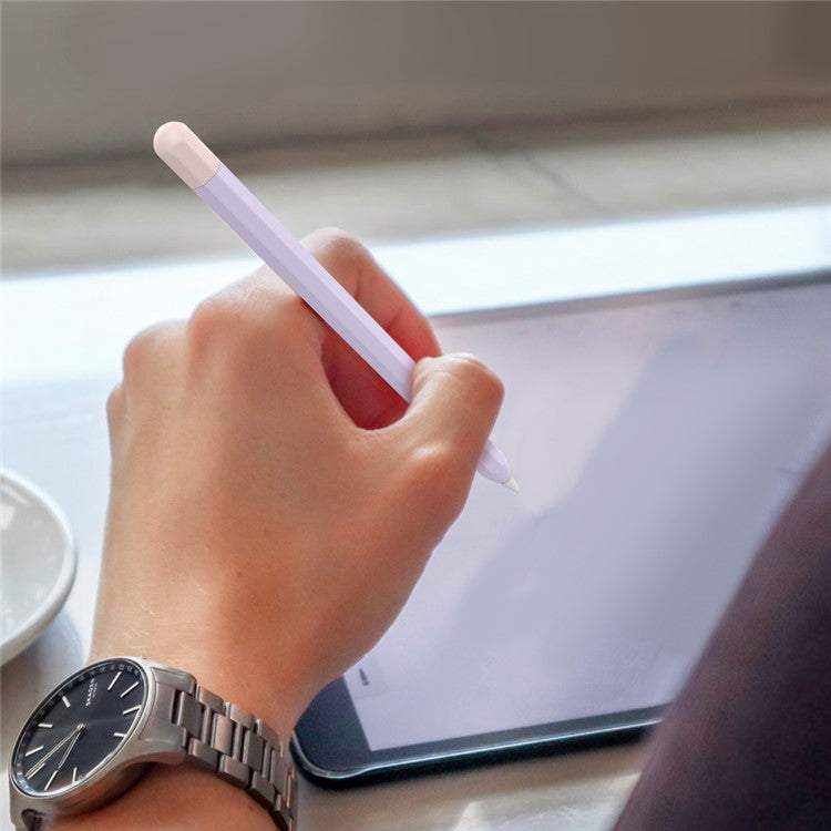 AHASTYLE PT94 Silicone Case for Apple Pencil (1st Generation), Stylus Pen Sleeve Contrast Color Protective Cover - Purple / Pink