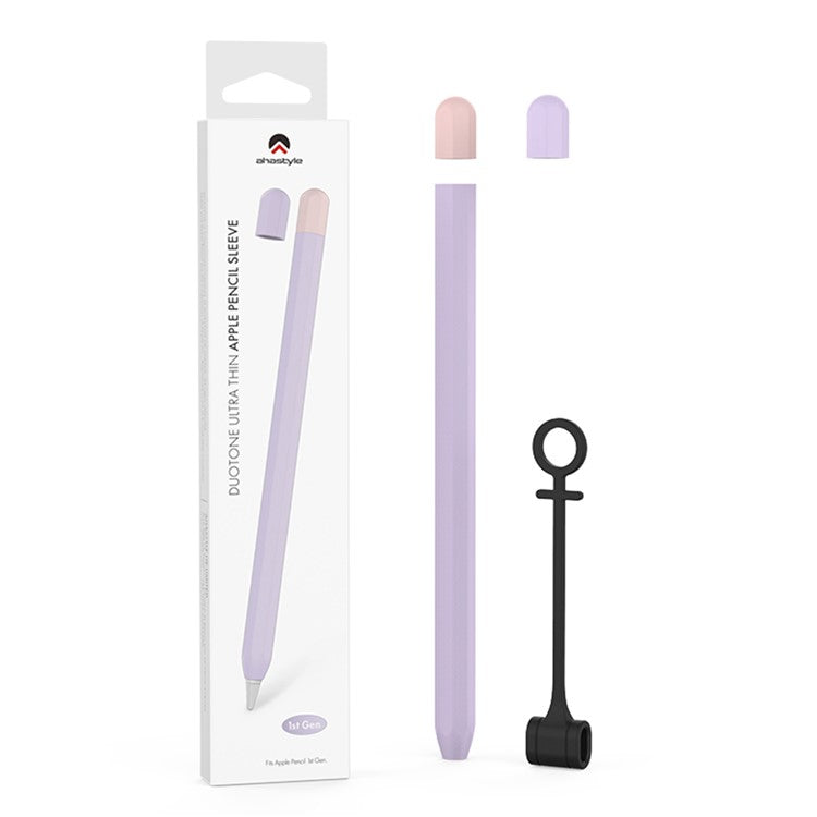 AHASTYLE PT94 Silicone Case for Apple Pencil (1st Generation), Stylus Pen Sleeve Contrast Color Protective Cover - Purple / Pink