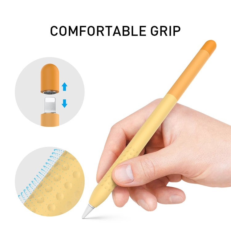 AHASTYLE PT102-1 Silicone Case for Apple Pencil (1st Generation) , Gradient Color Anti-slip Ultra Thin Stylus Pen Cover - Orange