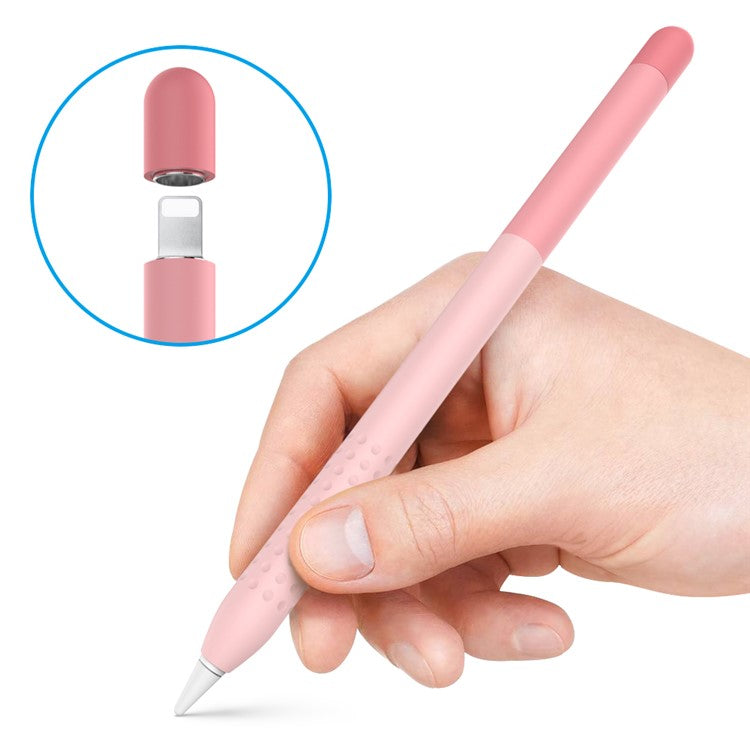 AHASTYLE PT102-1 Silicone Case for Apple Pencil (1st Generation) , Gradient Color Anti-slip Ultra Thin Stylus Pen Cover - Pink