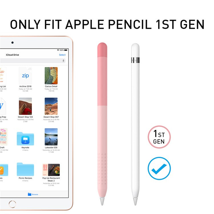AHASTYLE PT102-1 Silicone Case for Apple Pencil (1st Generation) , Gradient Color Anti-slip Ultra Thin Stylus Pen Cover - Pink