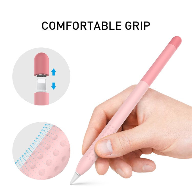 AHASTYLE PT102-1 Silicone Case for Apple Pencil (1st Generation) , Gradient Color Anti-slip Ultra Thin Stylus Pen Cover - Pink