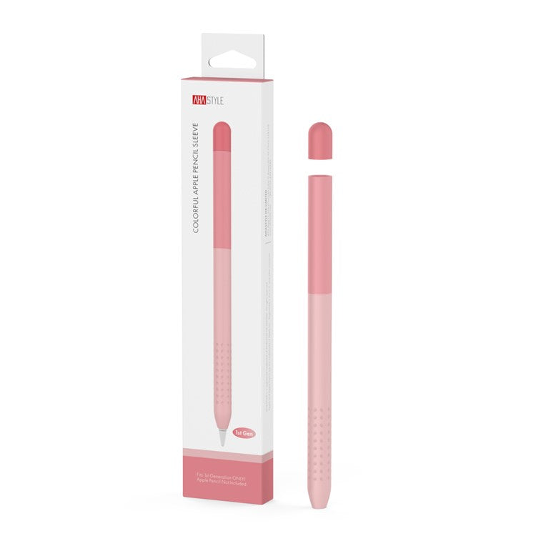 AHASTYLE PT102-1 Silicone Case for Apple Pencil (1st Generation) , Gradient Color Anti-slip Ultra Thin Stylus Pen Cover - Pink