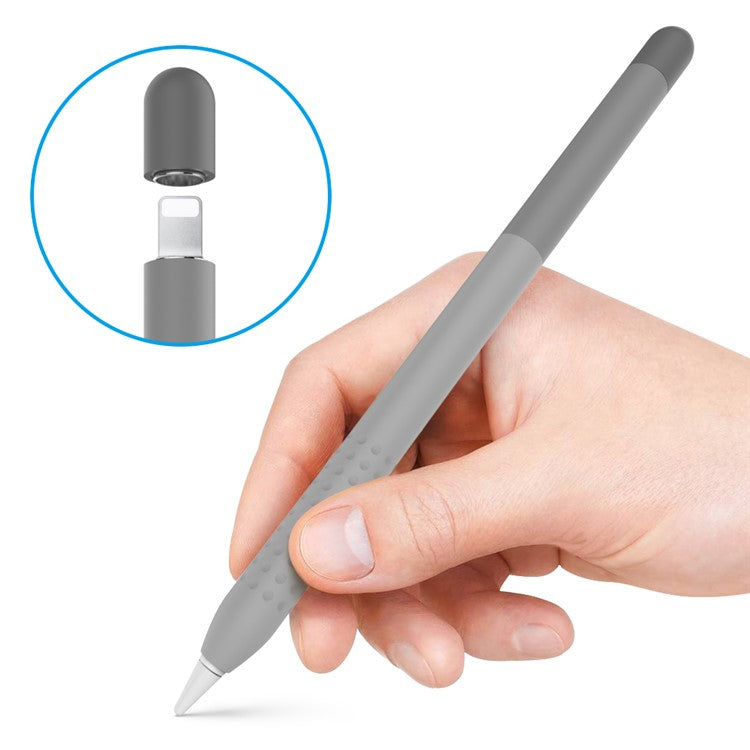 AHASTYLE PT102-1 Silicone Case for Apple Pencil (1st Generation) , Gradient Color Anti-slip Ultra Thin Stylus Pen Cover - Grey