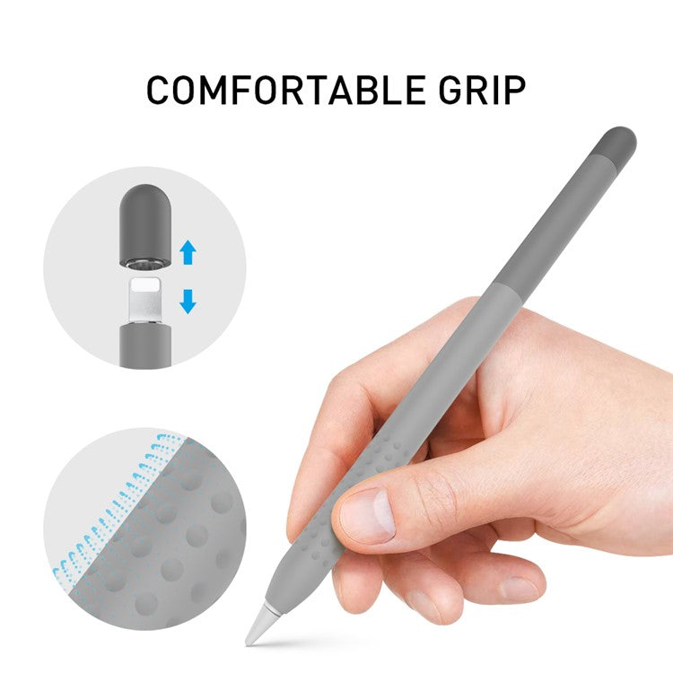 AHASTYLE PT102-1 Silicone Case for Apple Pencil (1st Generation) , Gradient Color Anti-slip Ultra Thin Stylus Pen Cover - Grey