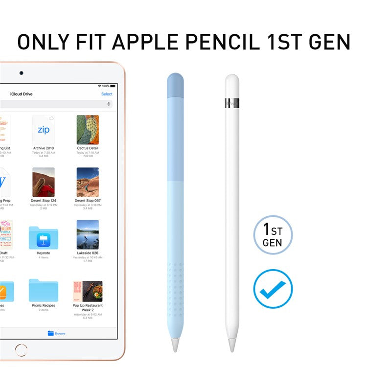 AHASTYLE PT102-1 Silicone Case for Apple Pencil (1st Generation), Gradient Color Anti-slip Ultra Thin Stylus Pen Cover - Blue