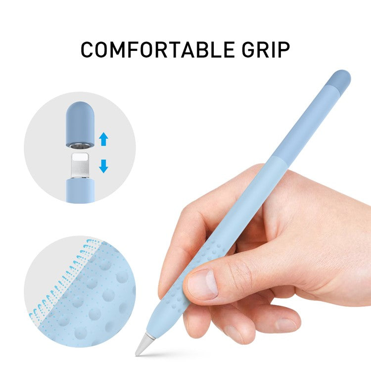 AHASTYLE PT102-1 Silicone Case for Apple Pencil (1st Generation), Gradient Color Anti-slip Ultra Thin Stylus Pen Cover - Blue
