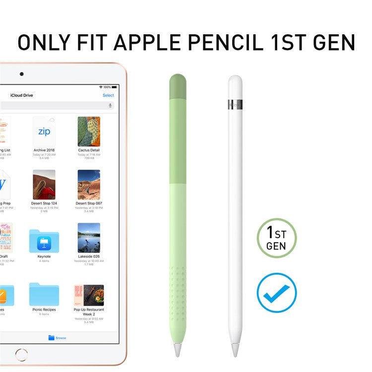 AHASTYLE PT102-1 Silicone Case for Apple Pencil (1st Generation) , Gradient Color Anti-slip Ultra Thin Stylus Pen Cover - Green