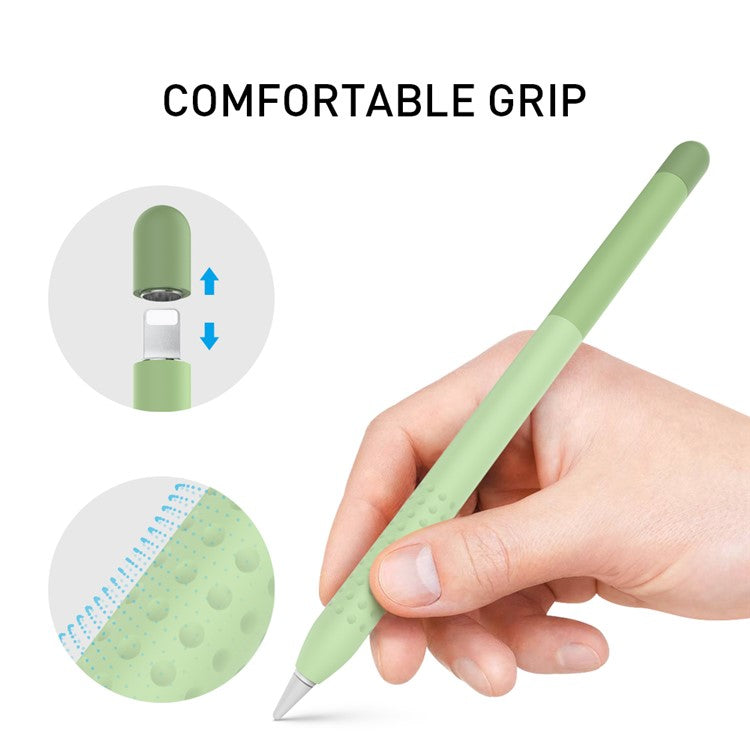 AHASTYLE PT102-1 Silicone Case for Apple Pencil (1st Generation) , Gradient Color Anti-slip Ultra Thin Stylus Pen Cover - Green