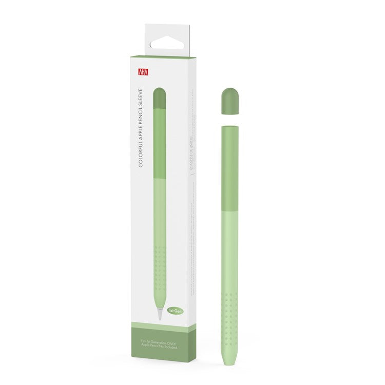 AHASTYLE PT102-1 Silicone Case for Apple Pencil (1st Generation) , Gradient Color Anti-slip Ultra Thin Stylus Pen Cover - Green