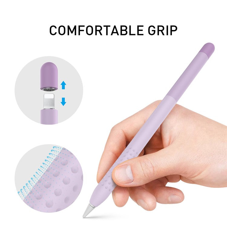 AHASTYLE PT102-1 Silicone Case for Apple Pencil (1st Generation) , Gradient Color Anti-slip Ultra Thin Stylus Pen Cover - Purple