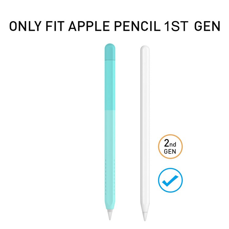 AHASTYLE PT102-1 Silicone Case for Apple Pencil (1st Generation) , Gradient Color Anti-slip Ultra Thin Stylus Pen Cover - Emerald Green