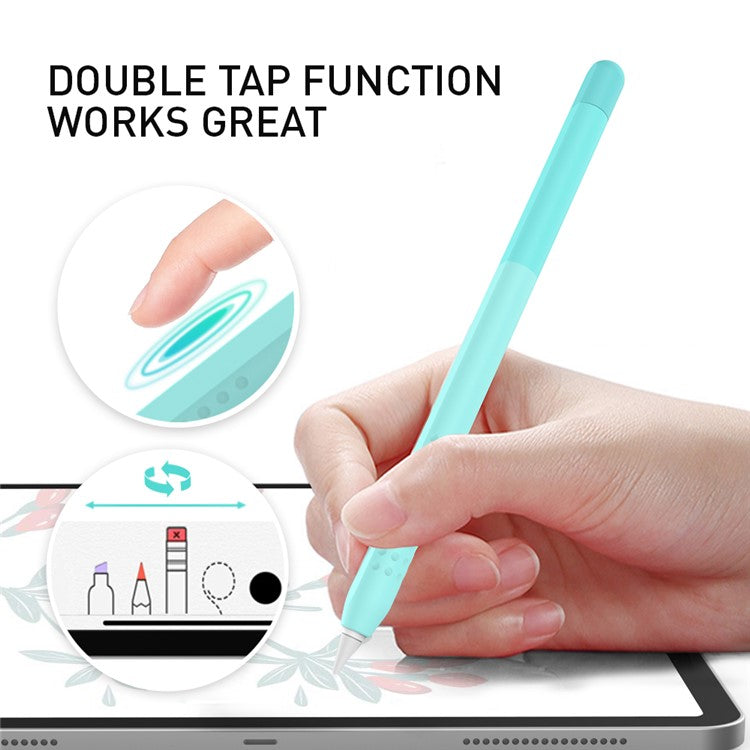 AHASTYLE PT102-1 Silicone Case for Apple Pencil (1st Generation) , Gradient Color Anti-slip Ultra Thin Stylus Pen Cover - Emerald Green