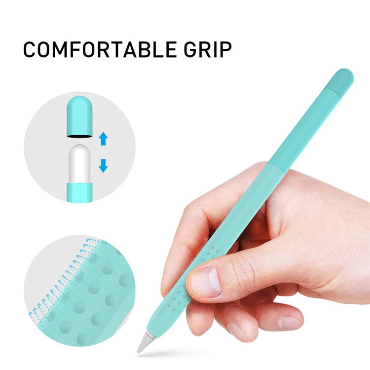 AHASTYLE PT102-1 Silicone Case for Apple Pencil (1st Generation) , Gradient Color Anti-slip Ultra Thin Stylus Pen Cover - Emerald Green