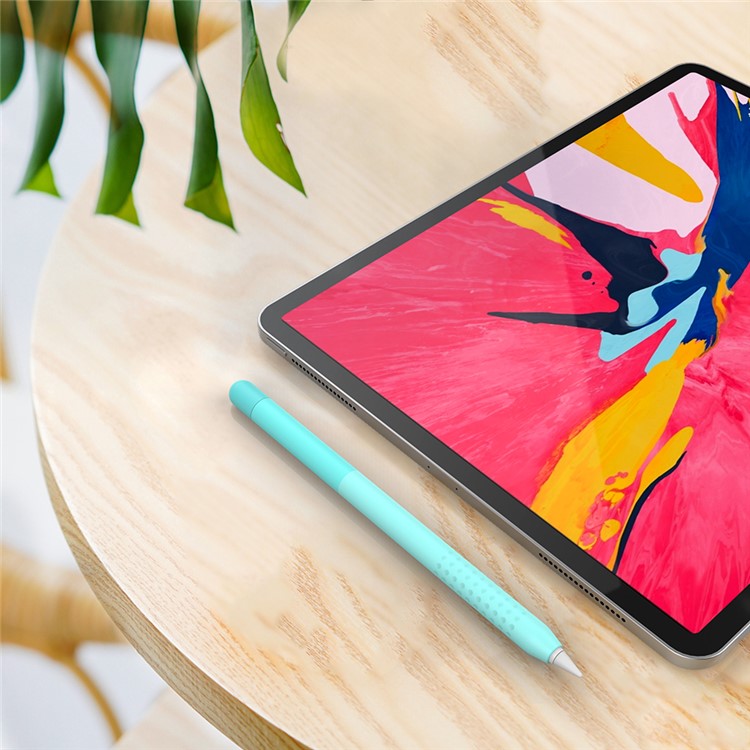 AHASTYLE PT102-1 Silicone Case for Apple Pencil (1st Generation) , Gradient Color Anti-slip Ultra Thin Stylus Pen Cover - Emerald Green