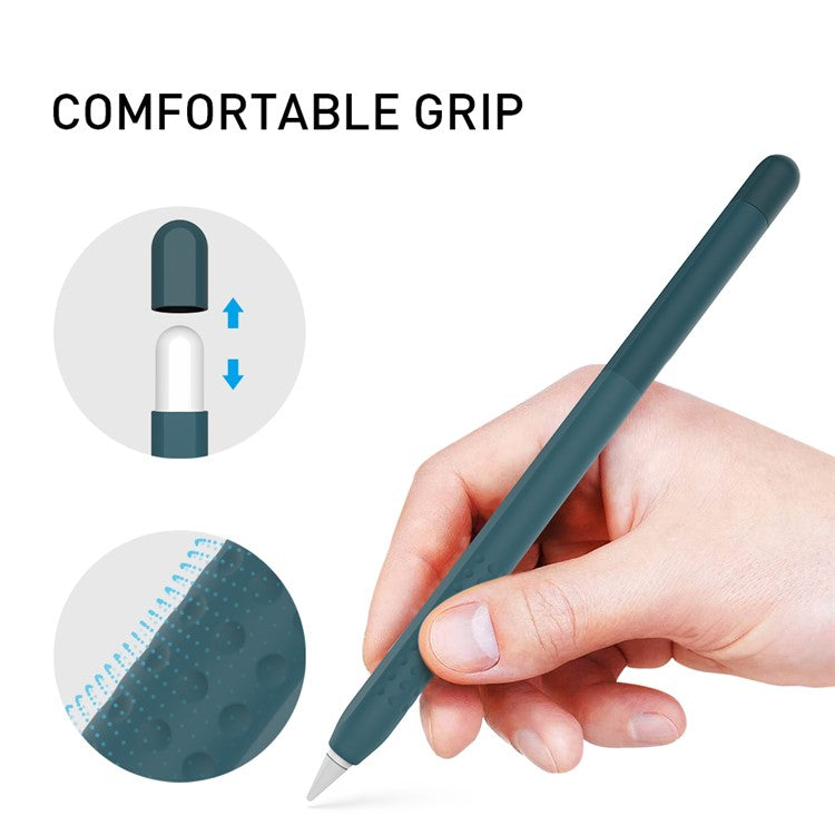 AHASTYLE PT102-1 Silicone Case for Apple Pencil (1st Generation) , Gradient Color Anti-slip Ultra Thin Stylus Pen Cover - Blackish Green