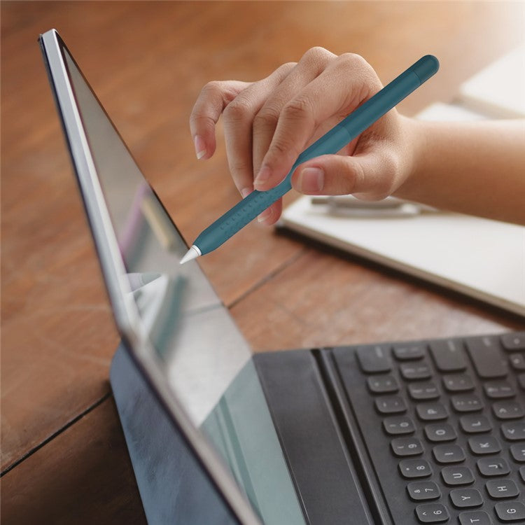 AHASTYLE PT102-1 Silicone Case for Apple Pencil (1st Generation) , Gradient Color Anti-slip Ultra Thin Stylus Pen Cover - Blackish Green