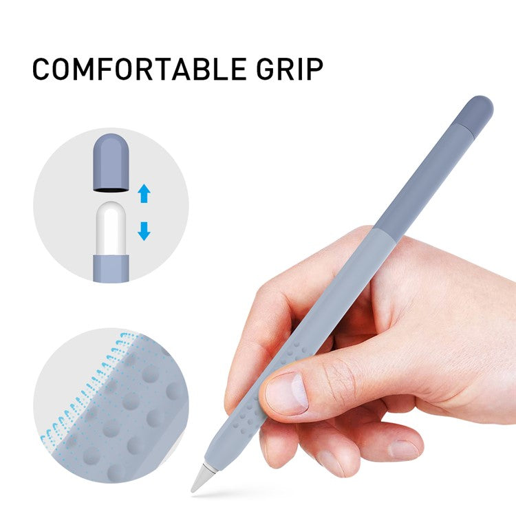 AHASTYLE PT102-1 Silicone Case for Apple Pencil (1st Generation) , Gradient Color Anti-slip Ultra Thin Stylus Pen Cover - Rock Grey