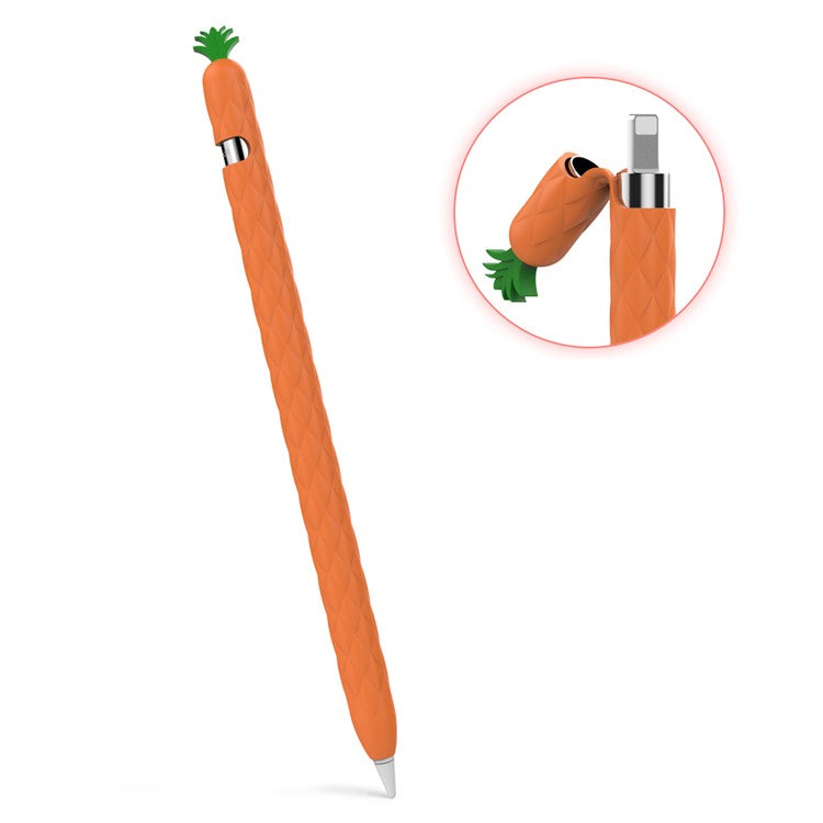AHASTYLE PT106-1 for Apple Pencil (1st Generation) Stylus Pen Protective Sleeve Pineapple Style Pen Silicone Case - Orange