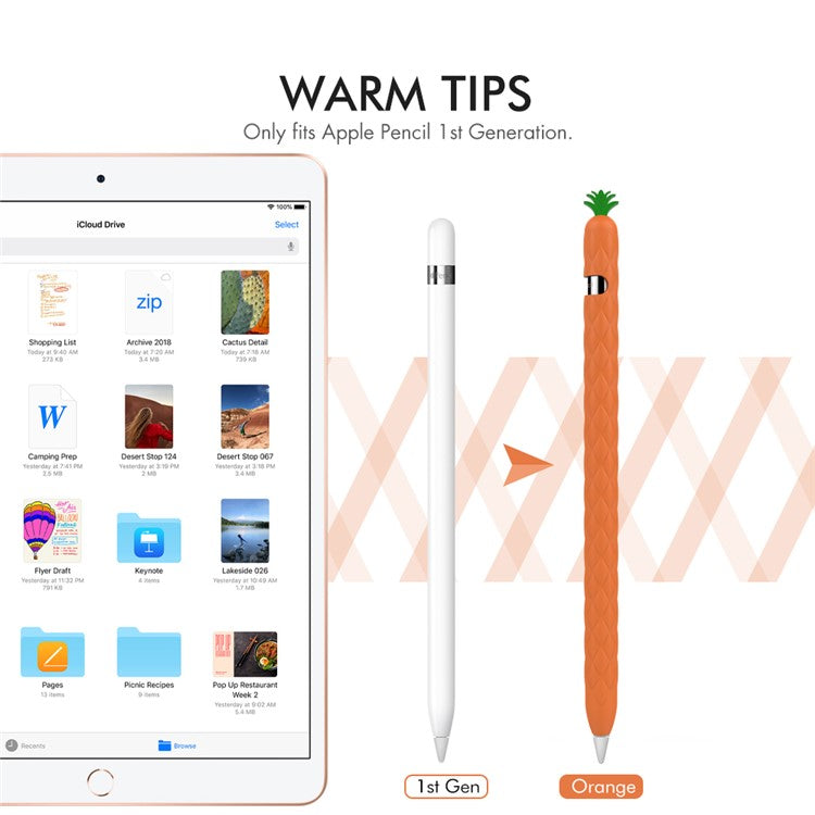 AHASTYLE PT106-1 for Apple Pencil (1st Generation) Stylus Pen Protective Sleeve Pineapple Style Pen Silicone Case - Orange