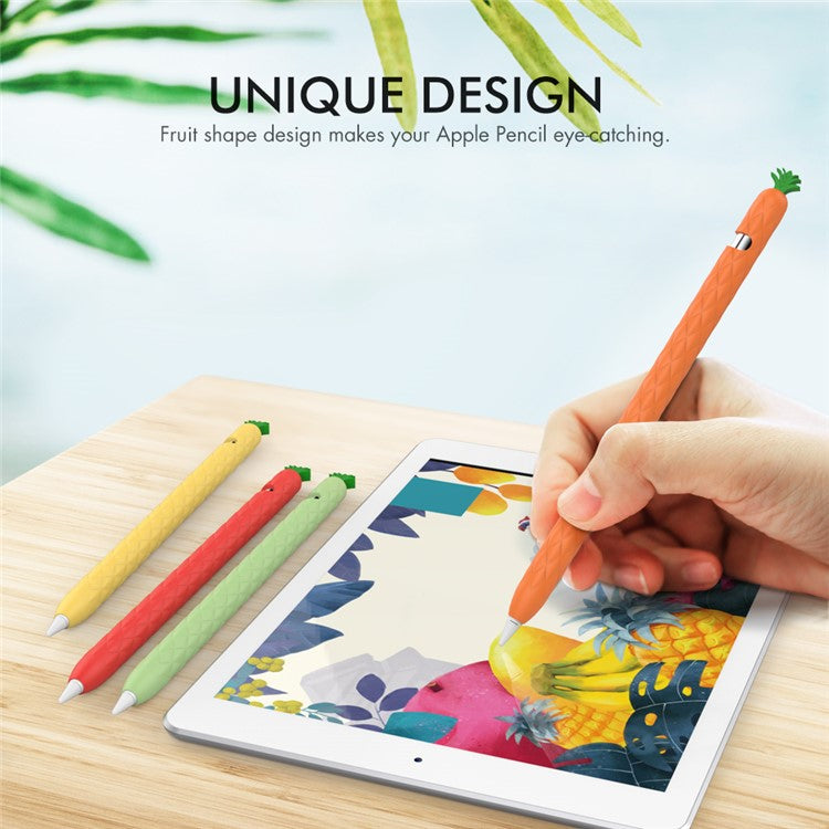 AHASTYLE PT106-1 for Apple Pencil (1st Generation) Stylus Pen Protective Sleeve Pineapple Style Pen Silicone Case - Orange