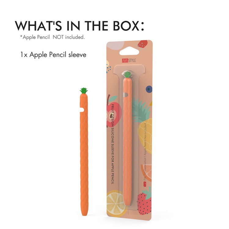 AHASTYLE PT106-1 for Apple Pencil (1st Generation) Stylus Pen Protective Sleeve Pineapple Style Pen Silicone Case - Orange